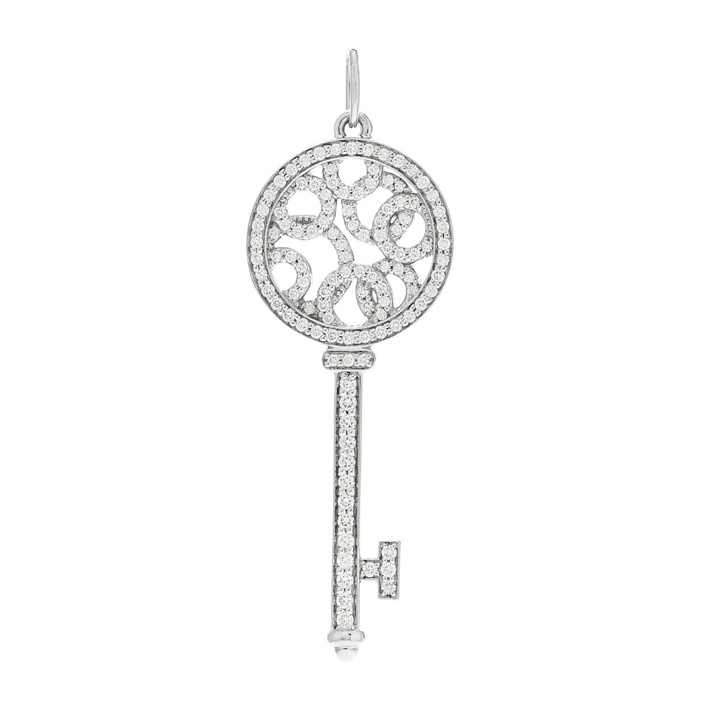 Platinum Diamond Small Bubbles Key Pendant