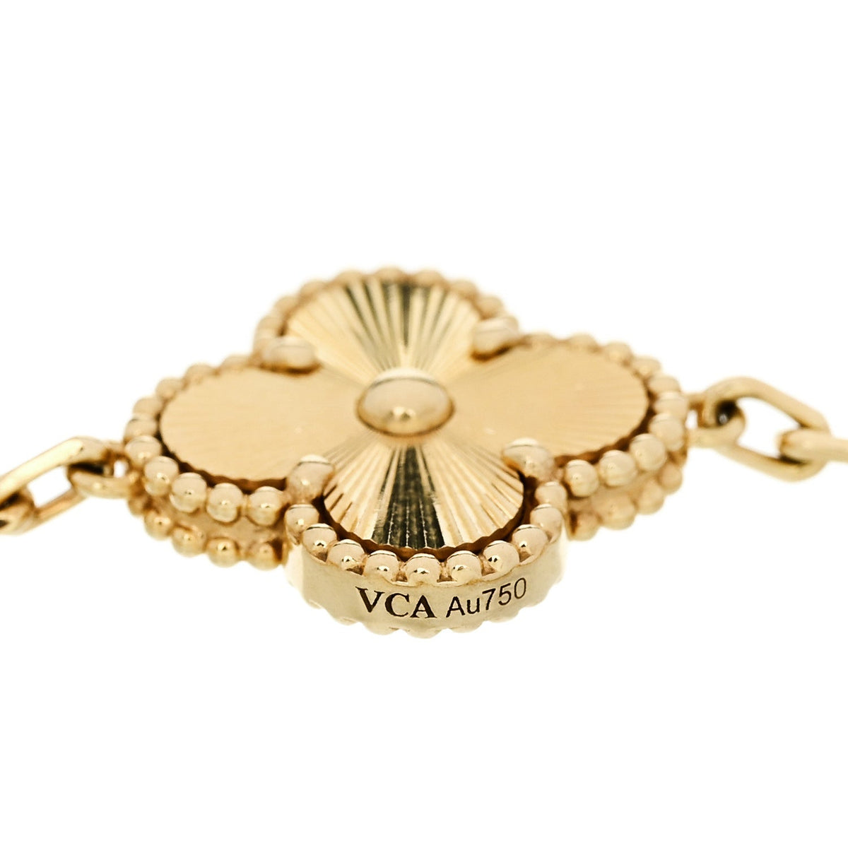 18K Yellow Gold 5 Motifs Guilloche Vintage Alhambra Bracelet