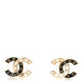 Enamel CC Logo Earrings Gold Black White
