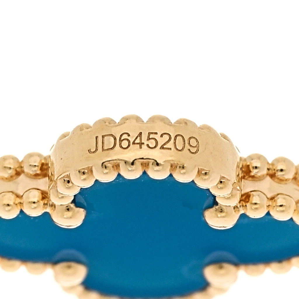 18K Yellow Gold Blue Agate 5 Motifs Vintage Alhambra Bracelet