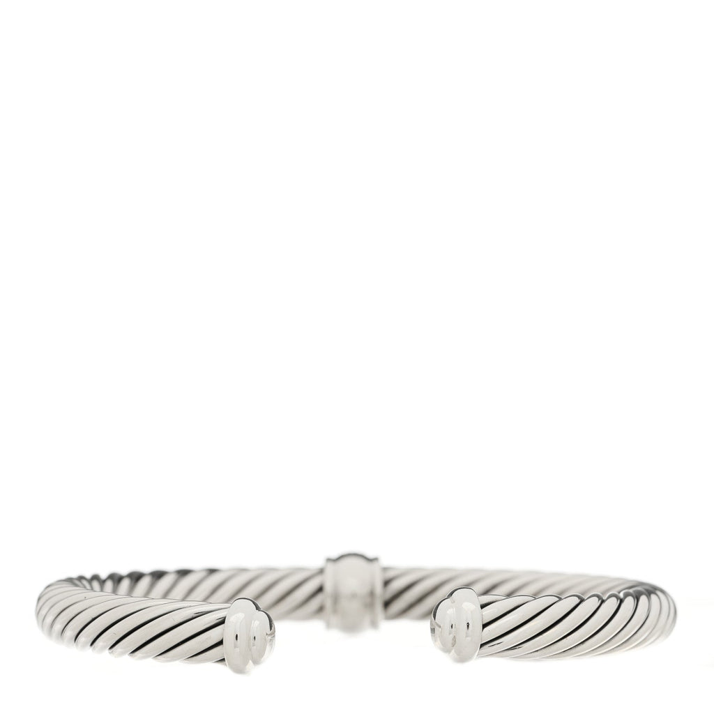 Sterling Silver Diamond 7mm Cable Classics Station Bracelet