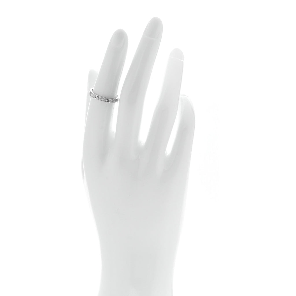 18K White Gold Diamond 2.6mm LOVE Paved Band Ring 51 5.75
