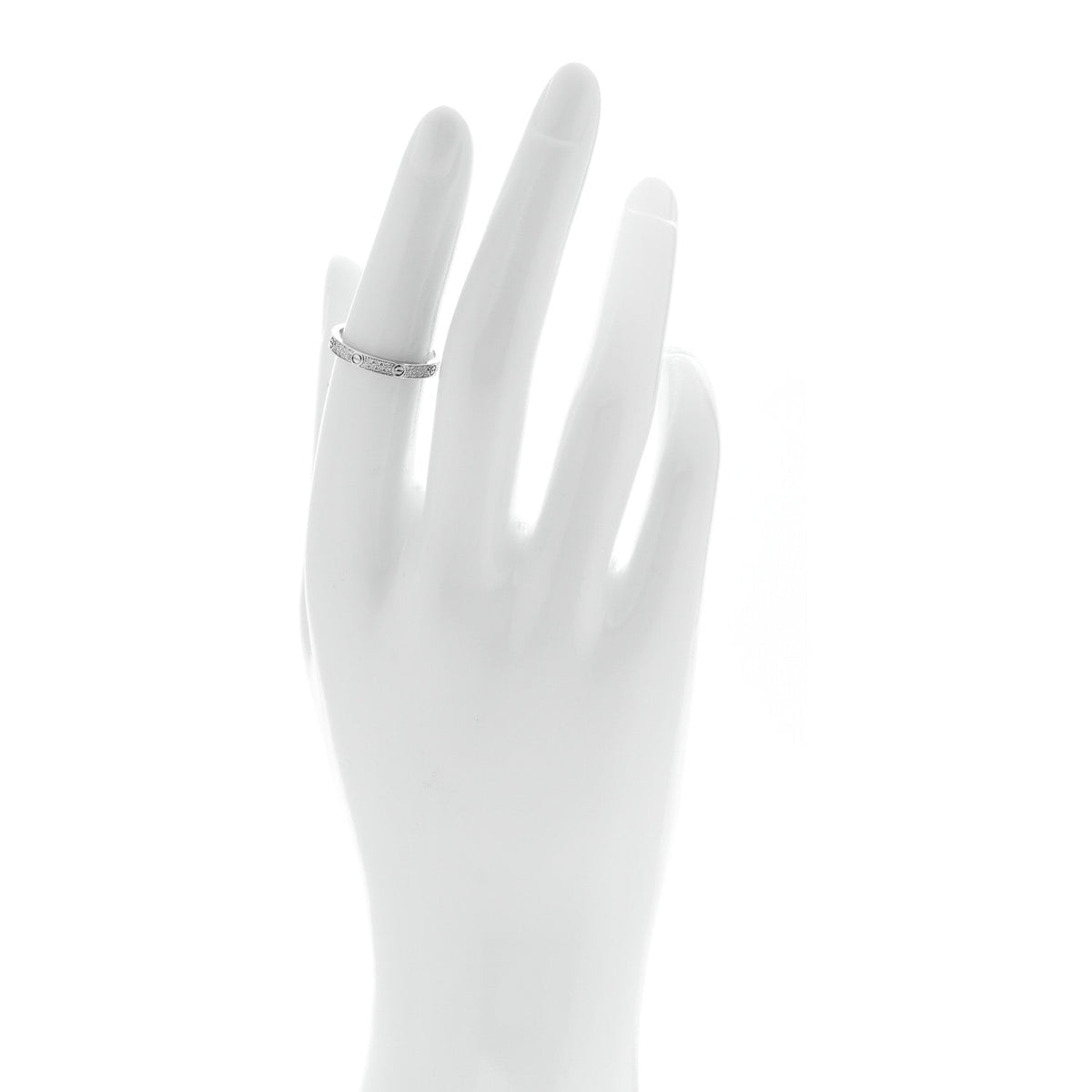 18K White Gold Diamond 2.6mm LOVE Paved Band Ring 51 5.75
