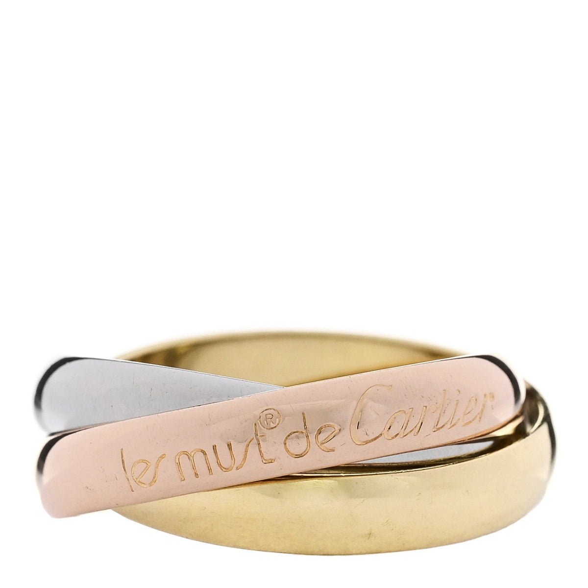 18K Pink Yellow White Gold Classic Les Must De Cartier Trinity Ring 51 5.75