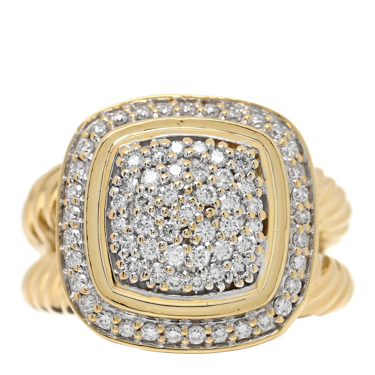18K Yellow Gold Diamond 11mm Pave Albion Ring 54 6.75