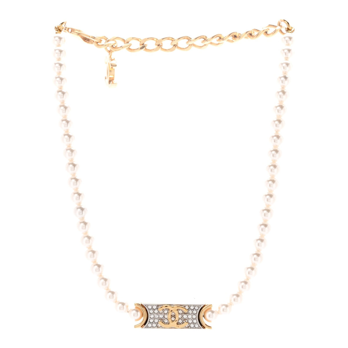 Metal Marble CC Chain Choker Necklace Gold White Gray