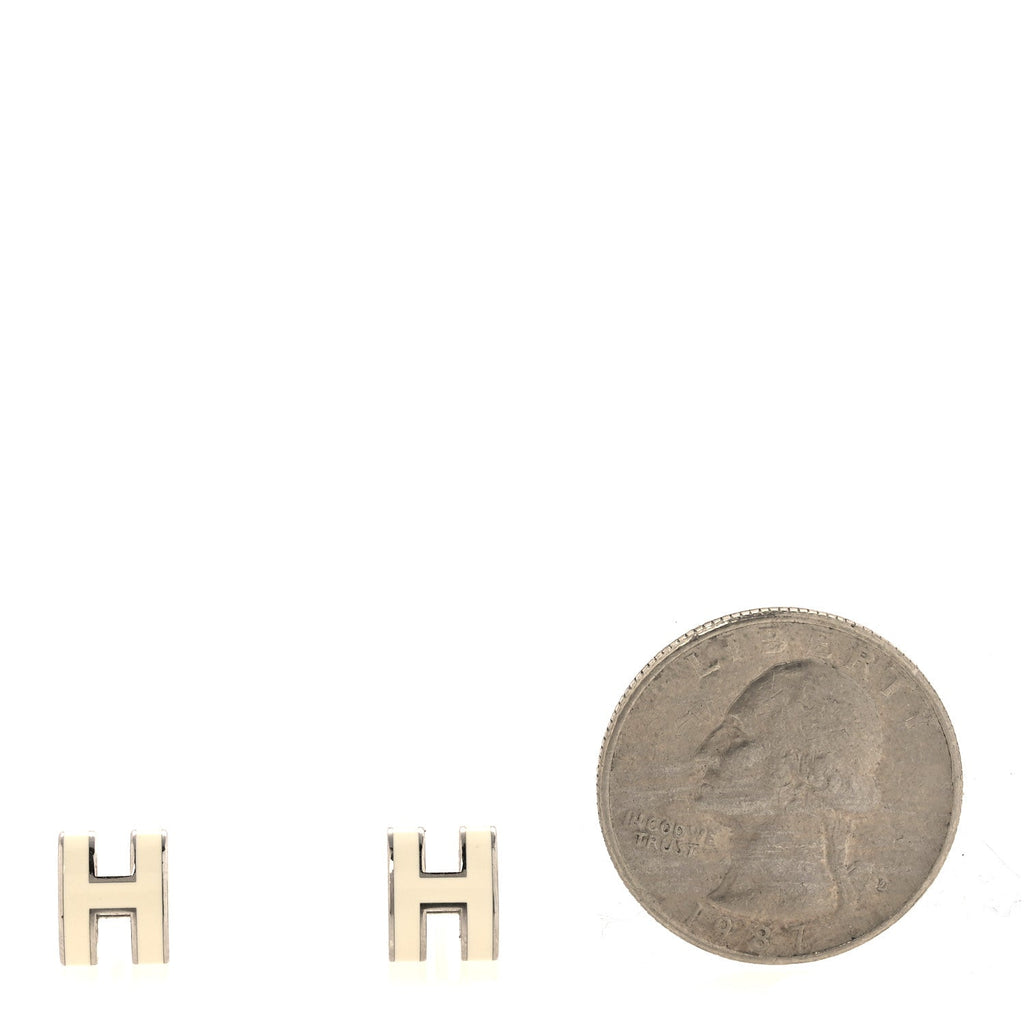 Palladium Lacquered Mini Pop H Earrings White