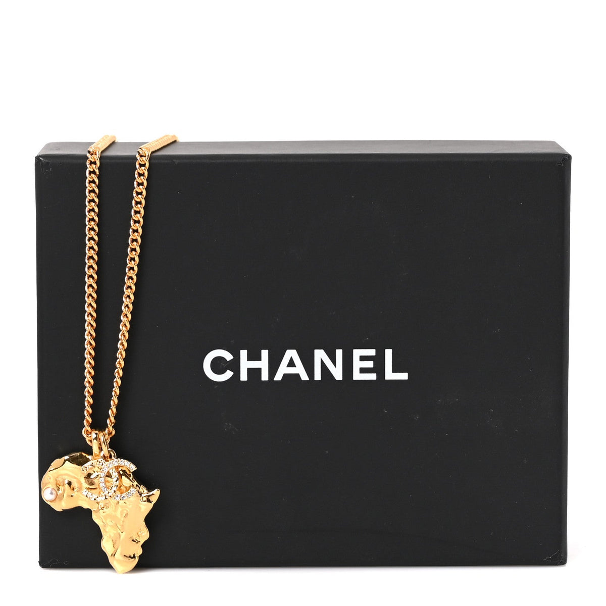 Crystal Pearl CC Africa Pendant Necklace Gold White