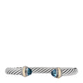 Sterling Silver 14K Yellow Gold Blue Topaz 7mm Cable Classics Bracelet