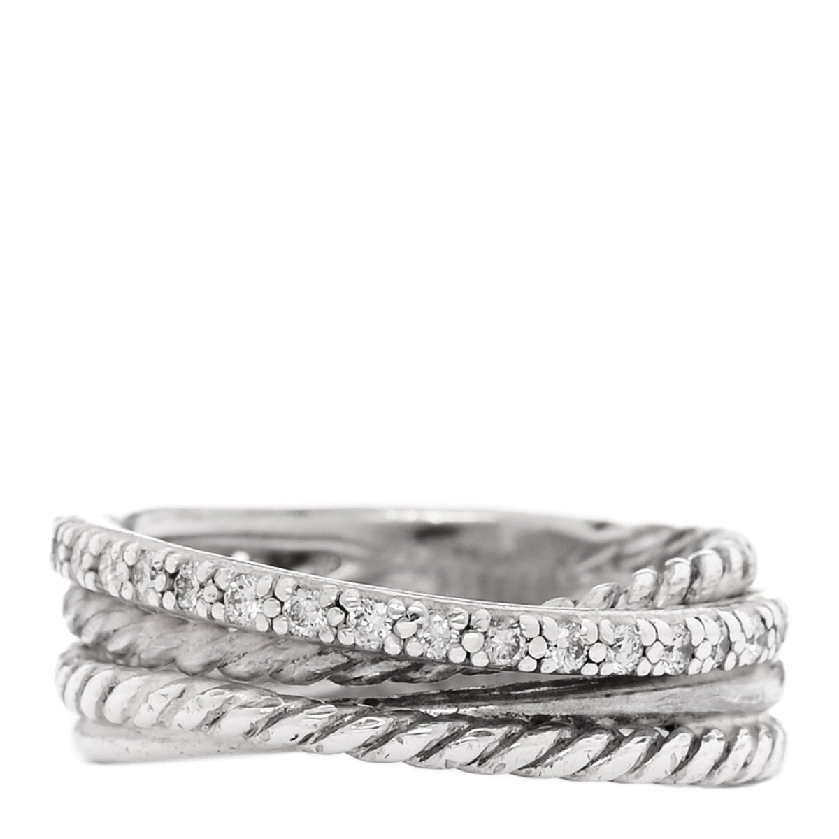 Sterling Silver Diamond 7mm Crossover Ring 50 5.5
