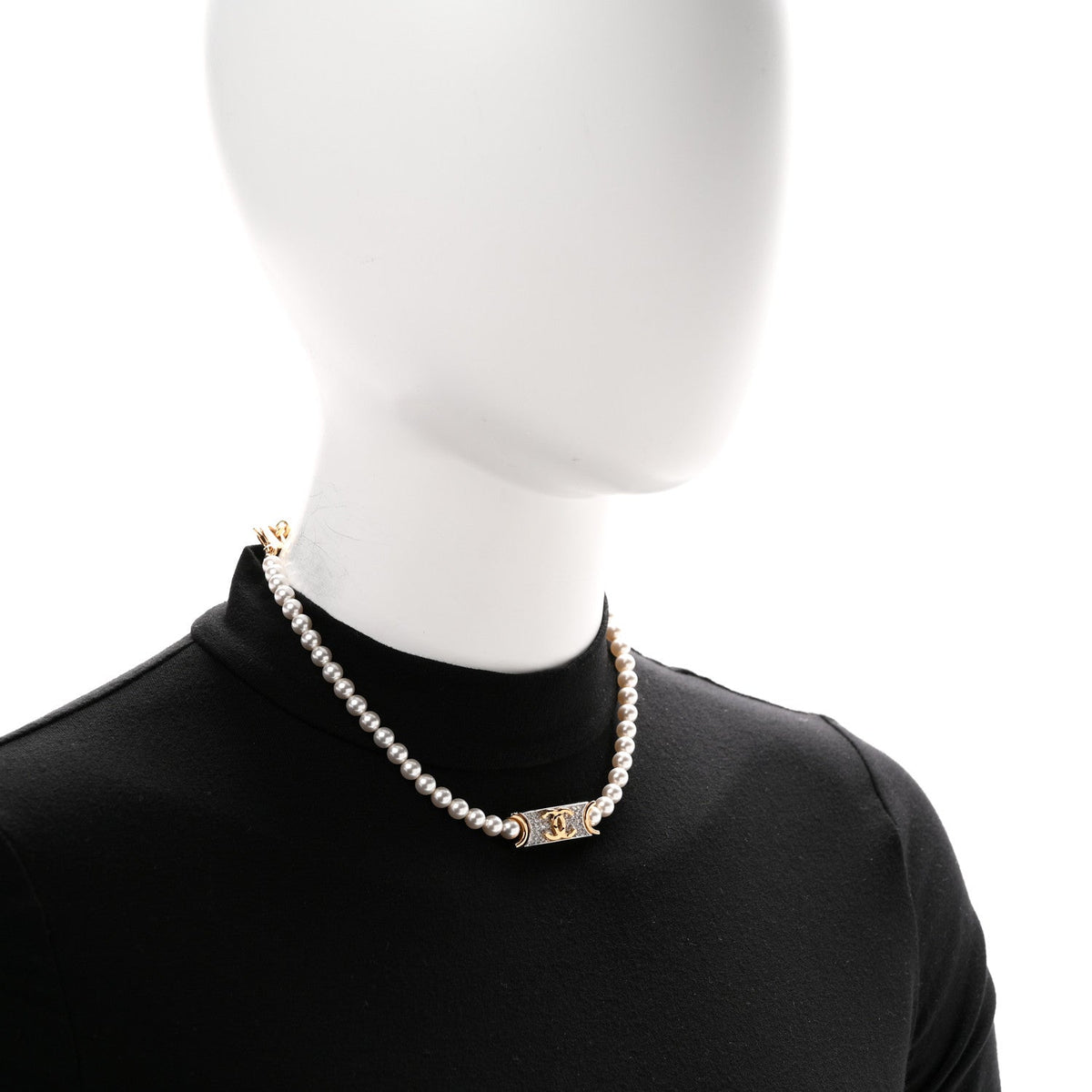Metal Marble CC Chain Choker Necklace Gold White Gray
