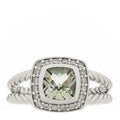 Sterling Silver Diamond Prasiolite 7mm Petite Albion Ring 50 5.25