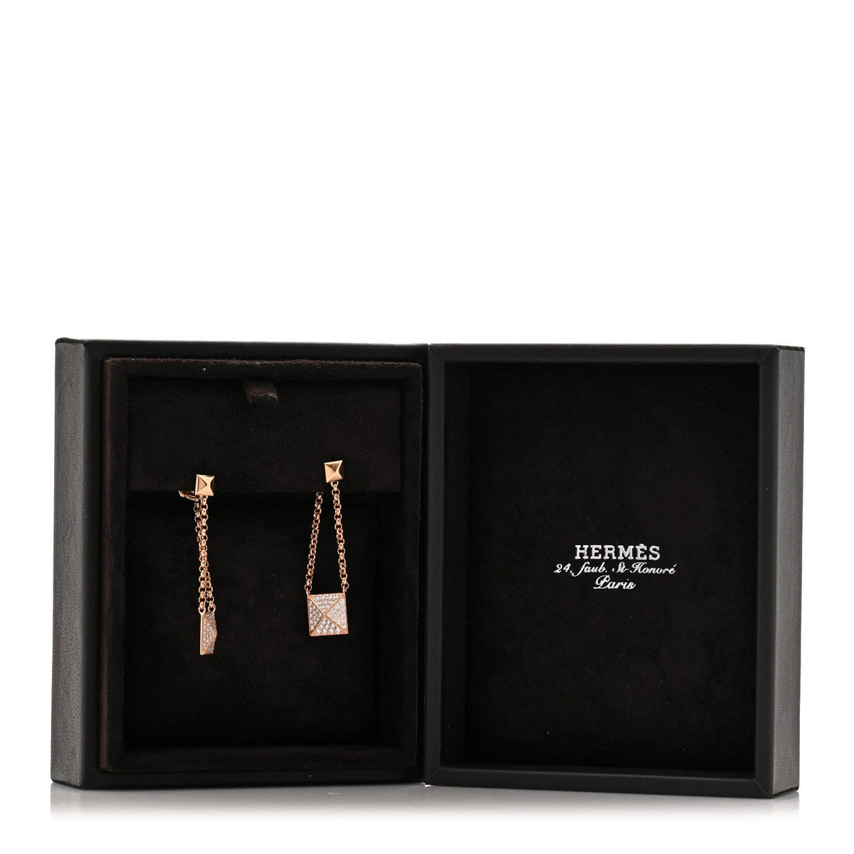 18K Rose Gold Diamond Clou d'H Dangle Earrings