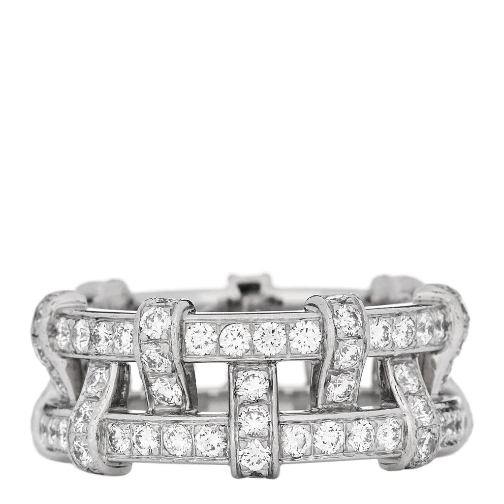 Platinum Diamond Weave Band Ring 50 5.5