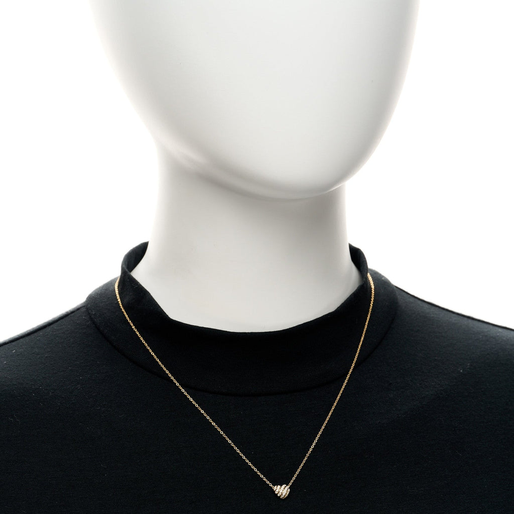 18K Yellow Gold Diamond Cable Heart Pave Pendant Necklace