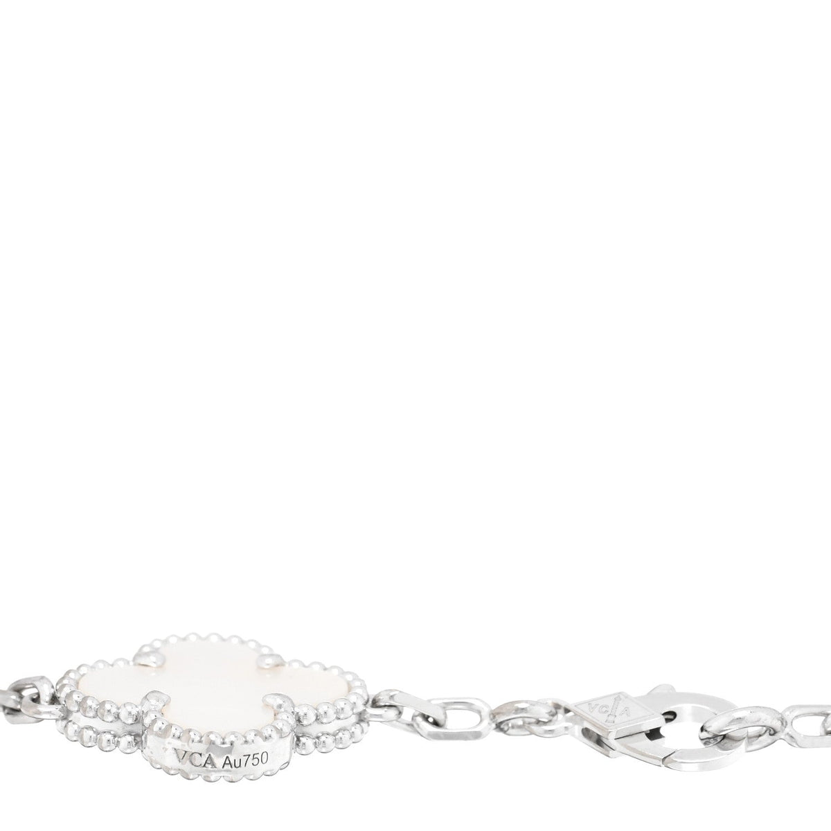 18K White Gold Mother of Pearl 5 Motifs Vintage Alhambra Bracelet