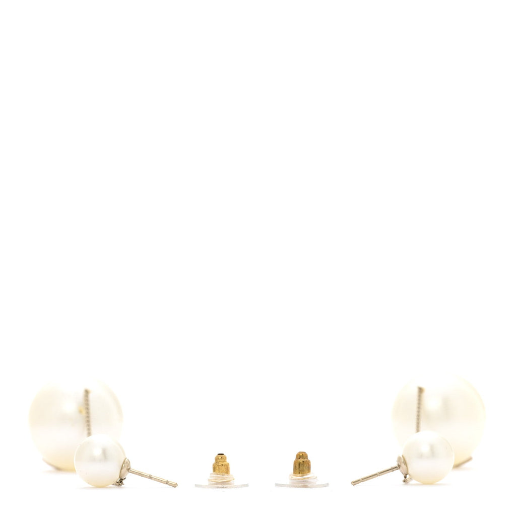 Pearl CC Chain Drop Earrings Gold