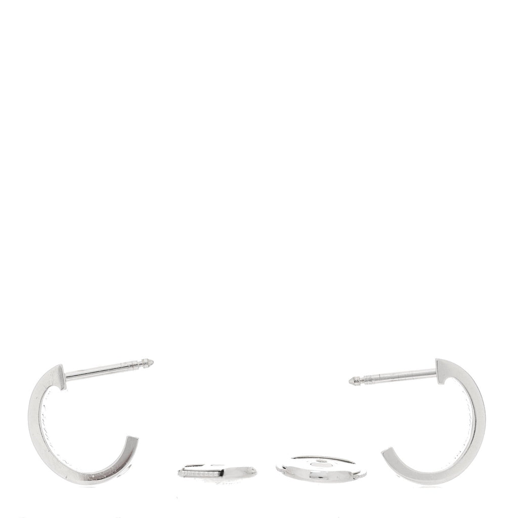 18K White Gold Small LOVE Hoop Earrings