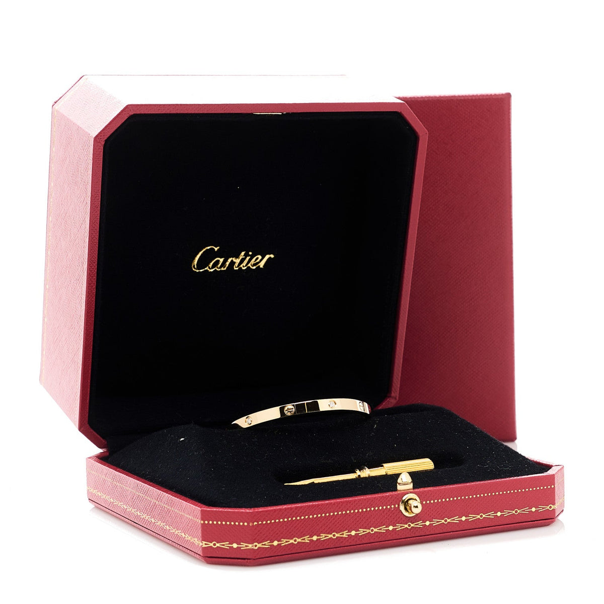 18K Yellow Gold 6 Diamond Small LOVE Bracelet 16