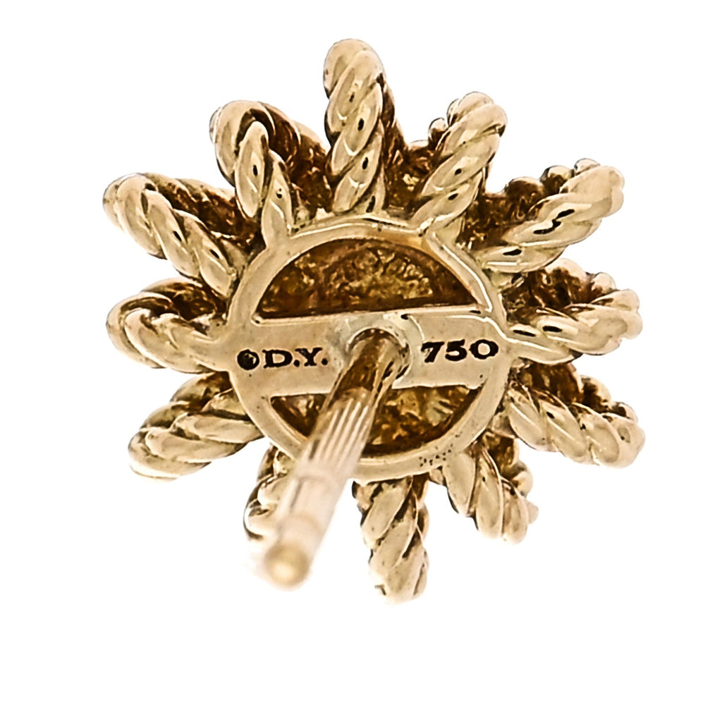 18K Yellow Gold Diamond 10mm Starburst Earrings