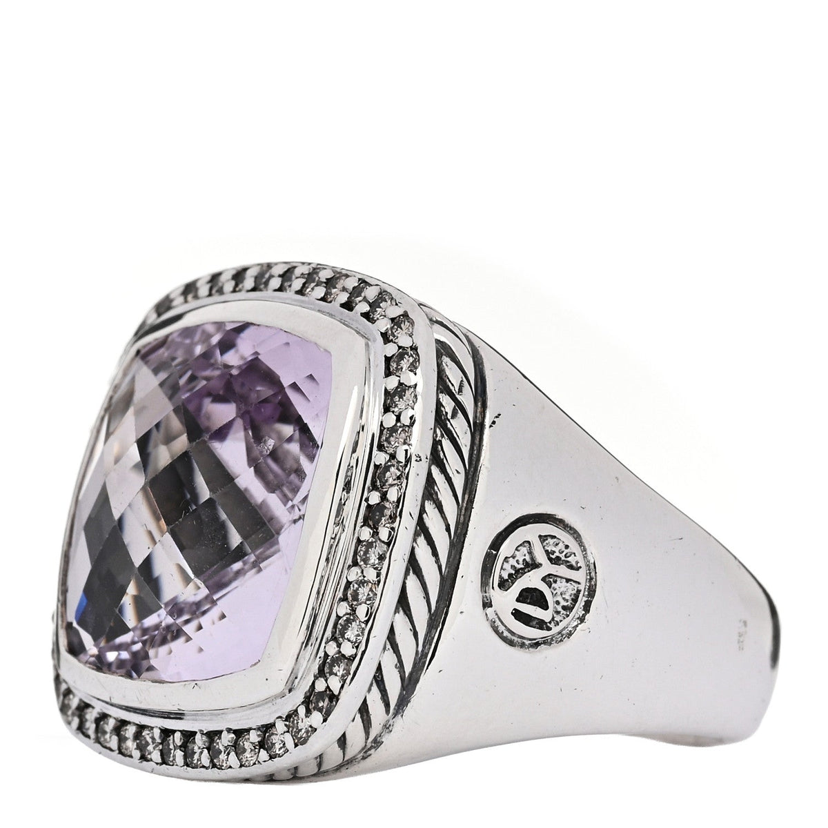 Sterling Silver Diamond Amethyst 14mm Albion Statement Ring 61 9.75
