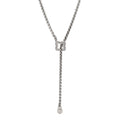 Sterling Silver Diamond Quatrefoil Lariat Wheat Chain Necklace