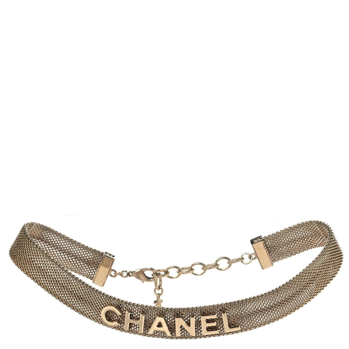 Mesh Logo Choker Necklace Gold