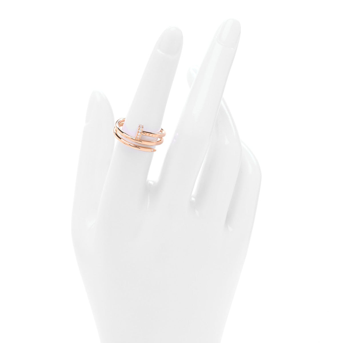 18K Pink Gold Diamond Double Juste Un Clou Ring  54 7
