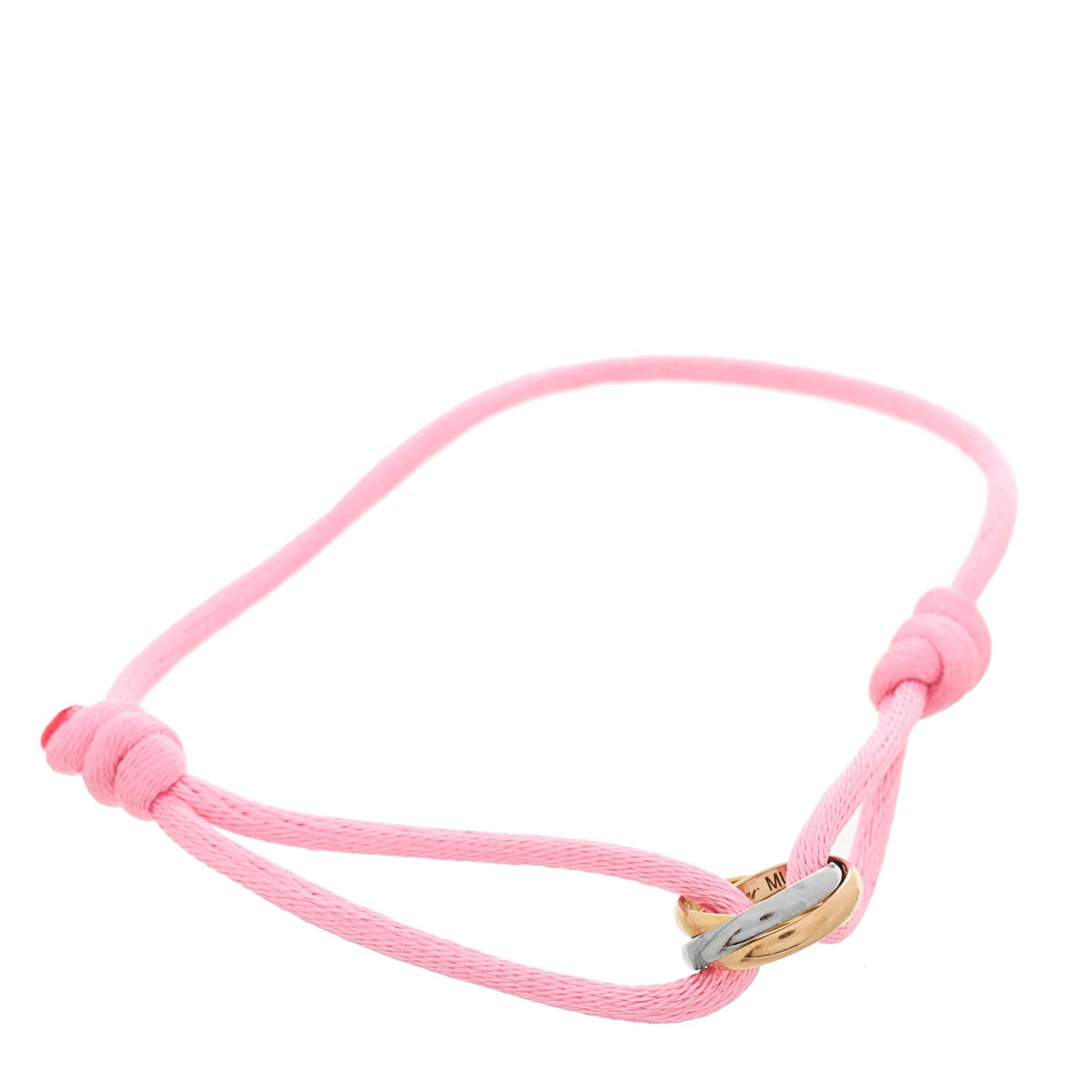 18k Pink Yellow White Gold Trinity Adjustable Cord Bracelet Pink