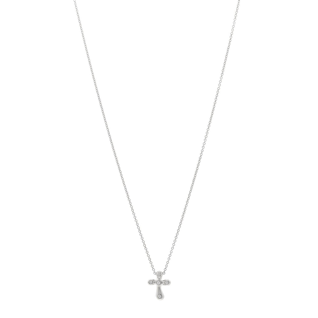 Platinum Diamond 9mm Elsa Peretti Cross Pendant Necklace