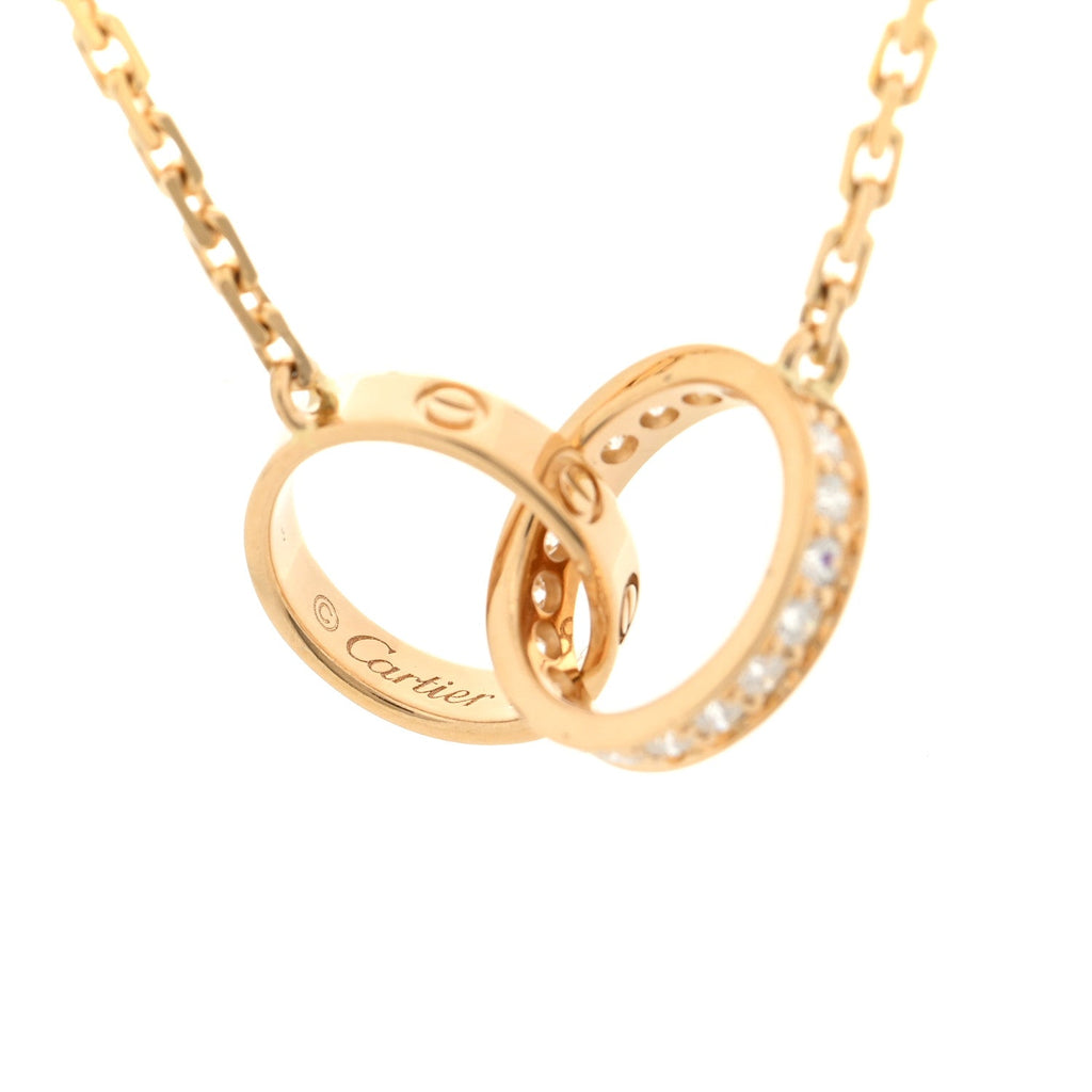 18K Yellow Gold Diamond Interlocking LOVE Necklace
