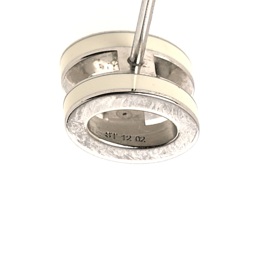 Palladium Lacquered Mini Pop H Earrings White