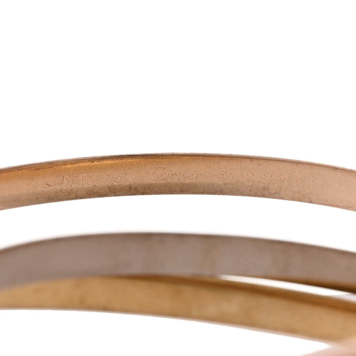 18K Pink Yellow White Gold 4.4mm Trinity Bangle Bracelet