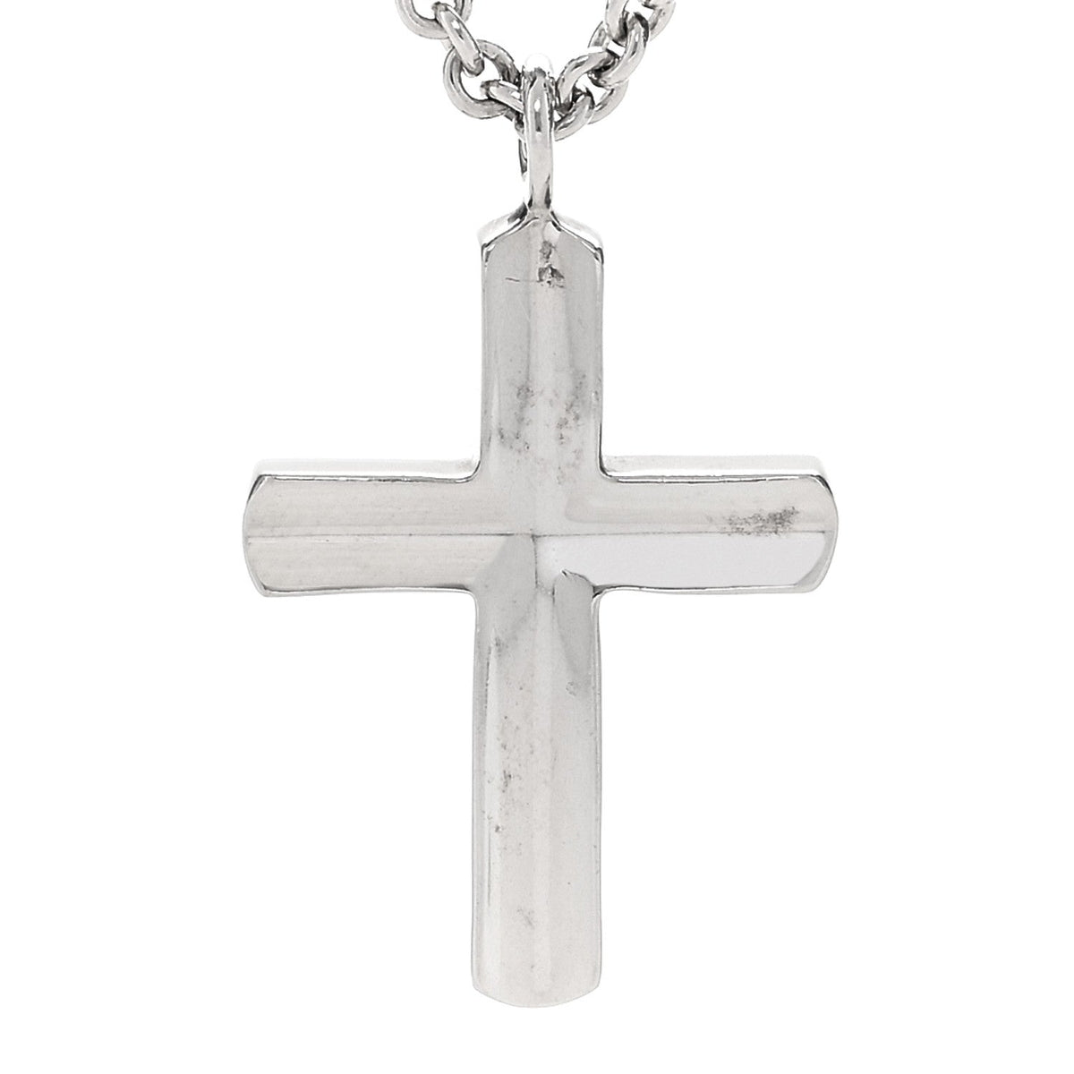 Sterling Silver Concave Cross Pendant Necklace