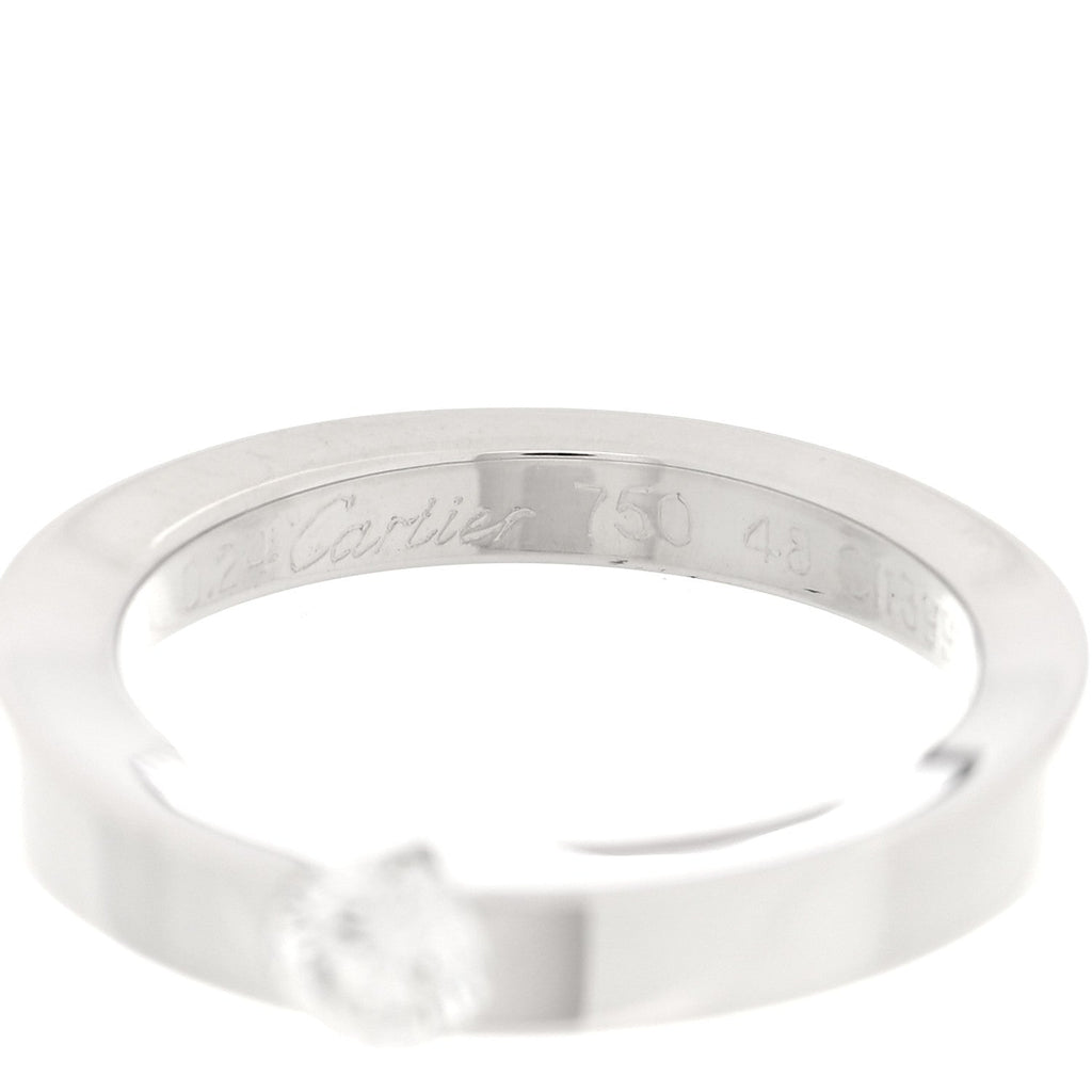 18K White Gold Diamond .24ct Date Solitaire Ring 48 4.5