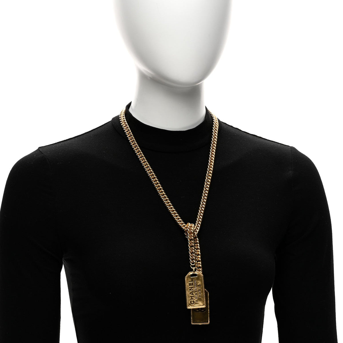Metal ID Dog Tag Charm Necklace Gold