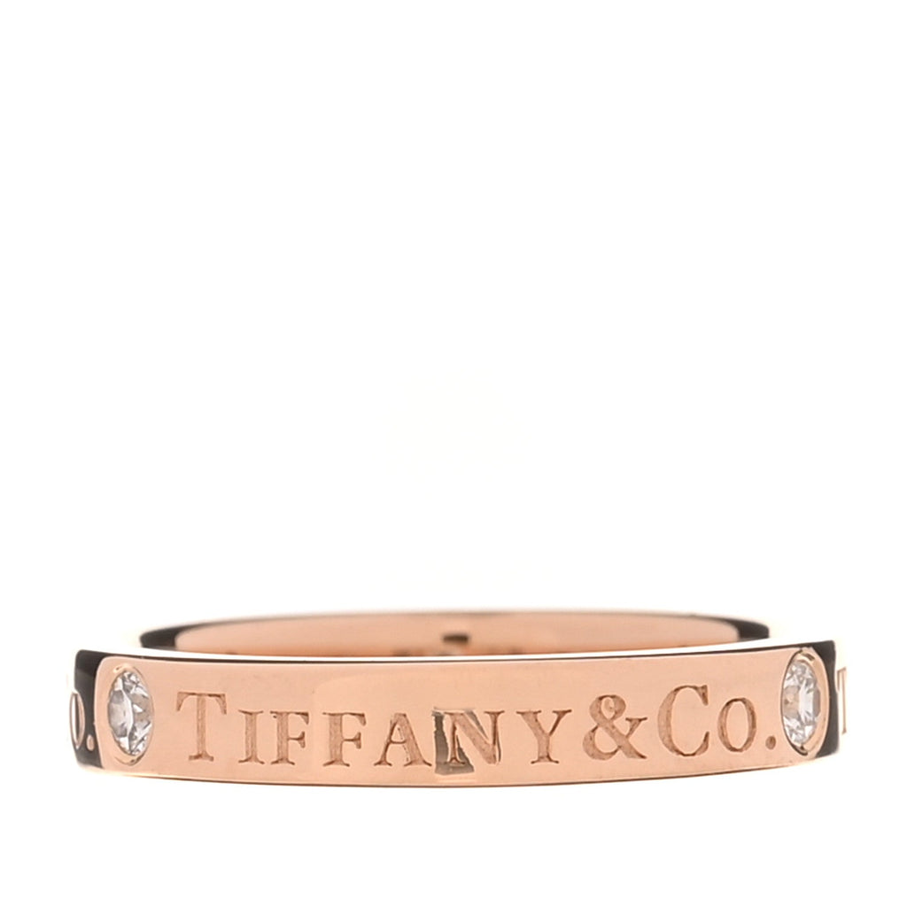 18K Rose Gold Diamond Logo Band Ring 45 3.25