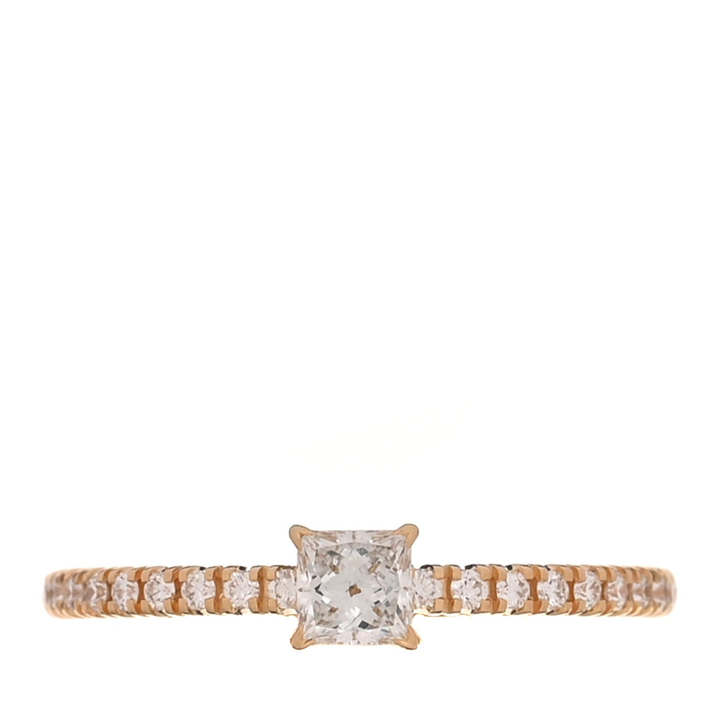 18K Yellow Gold Diamond Etincelle De Cartier Princess Cuf Paved Ring 49 4.75