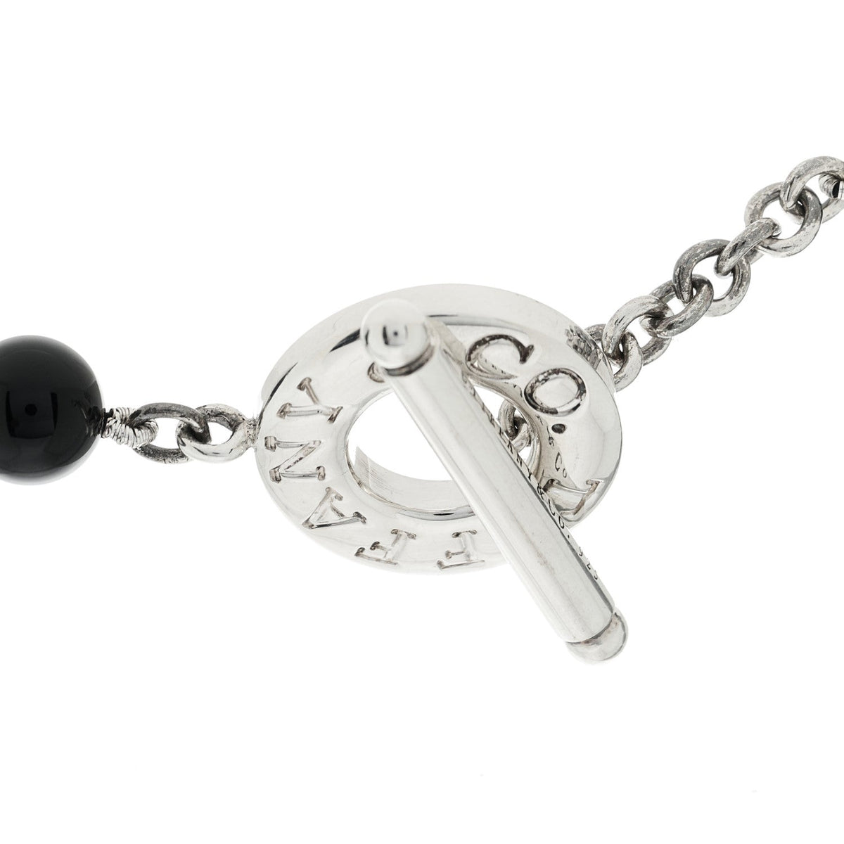 Sterling Silver Black Onyx Bead Toggle Necklace