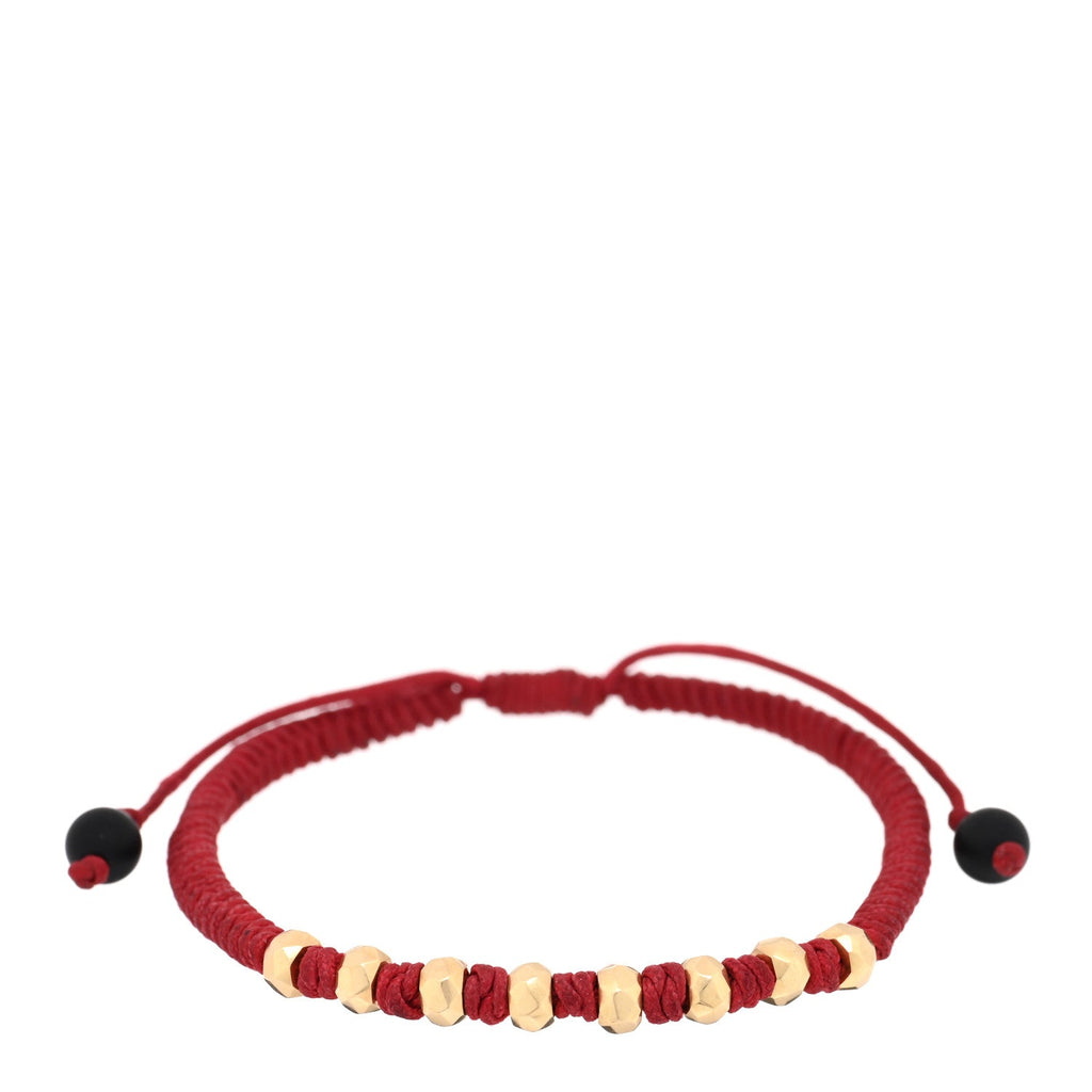 18K Yellow Gold Nylon Fortune Woven Bracelet Red