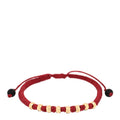 18K Yellow Gold Nylon Fortune Woven Bracelet Red