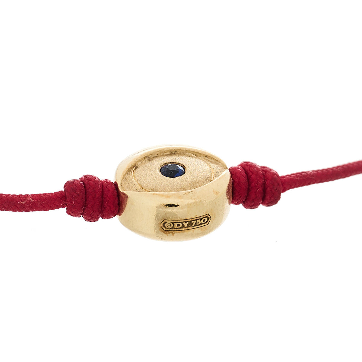 18K Yellow Gold Blue Sapphire Nylon Evil Eye Bracelet Red Red