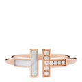 18K Rose Gold Diamond Mother of Pearl T Wire Ring 58 8.25