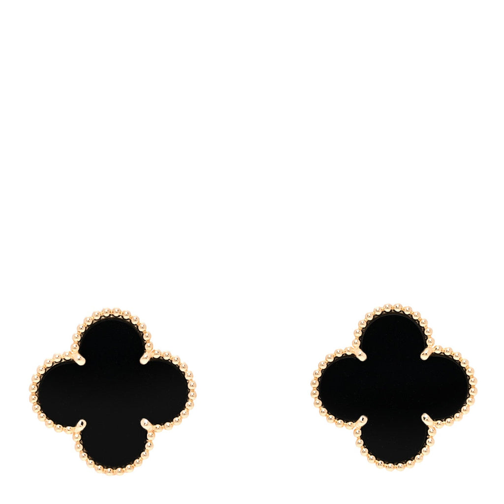 18k Yellow Gold Black Onyx Magic Alhambra Earrings