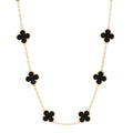 18K Yellow Gold Black Onyx 10 Motifs Vintage Alhambra Necklace