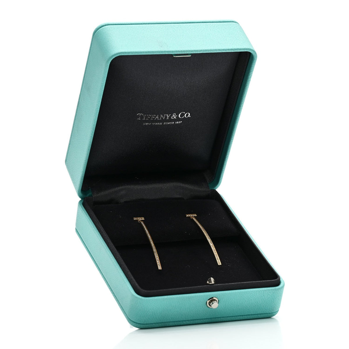 18K Yellow Gold Diamond T Bar Earrings