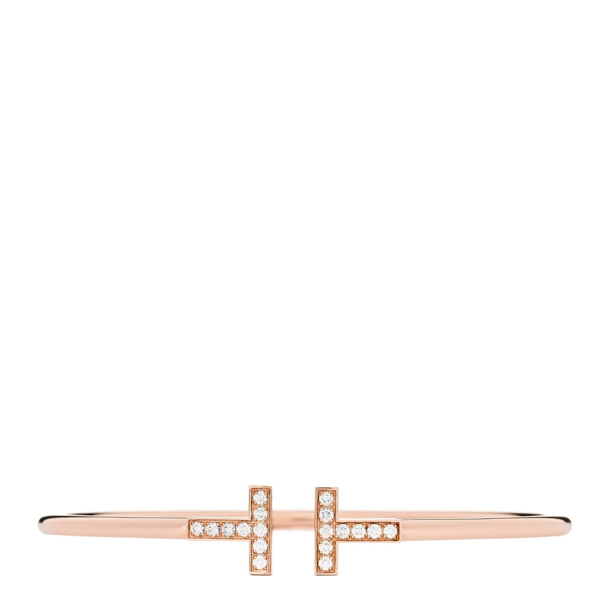 18K Rose Gold Diamond T Wire Bracelet