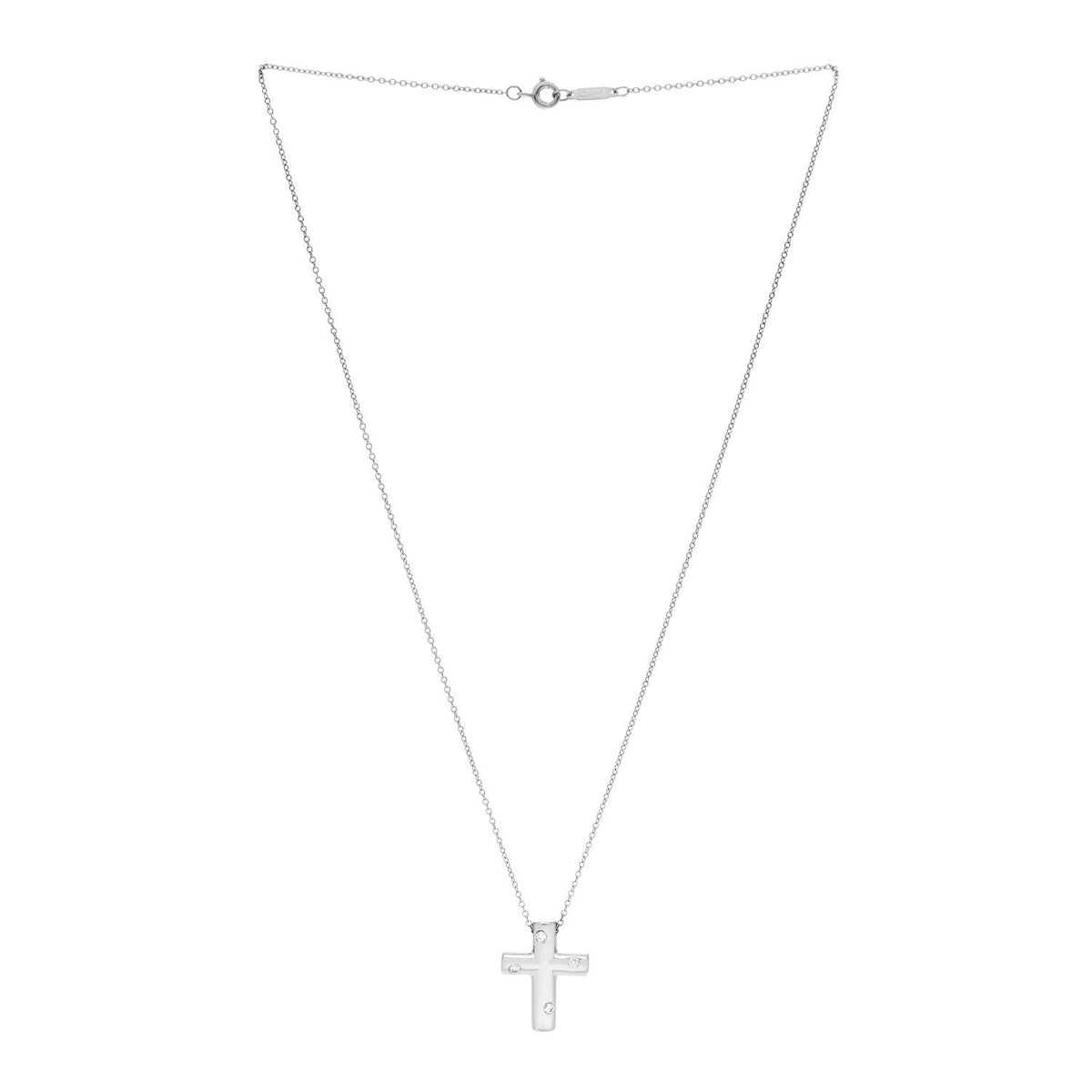 Platinum Diamond Etoile Cross Pendant Necklace
