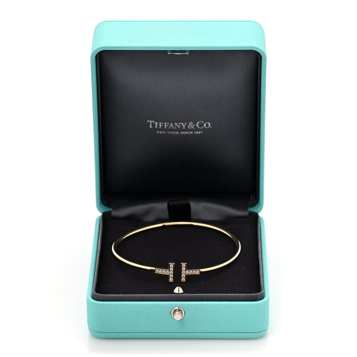 18K Yellow Gold Diamond T Wire Bracelet