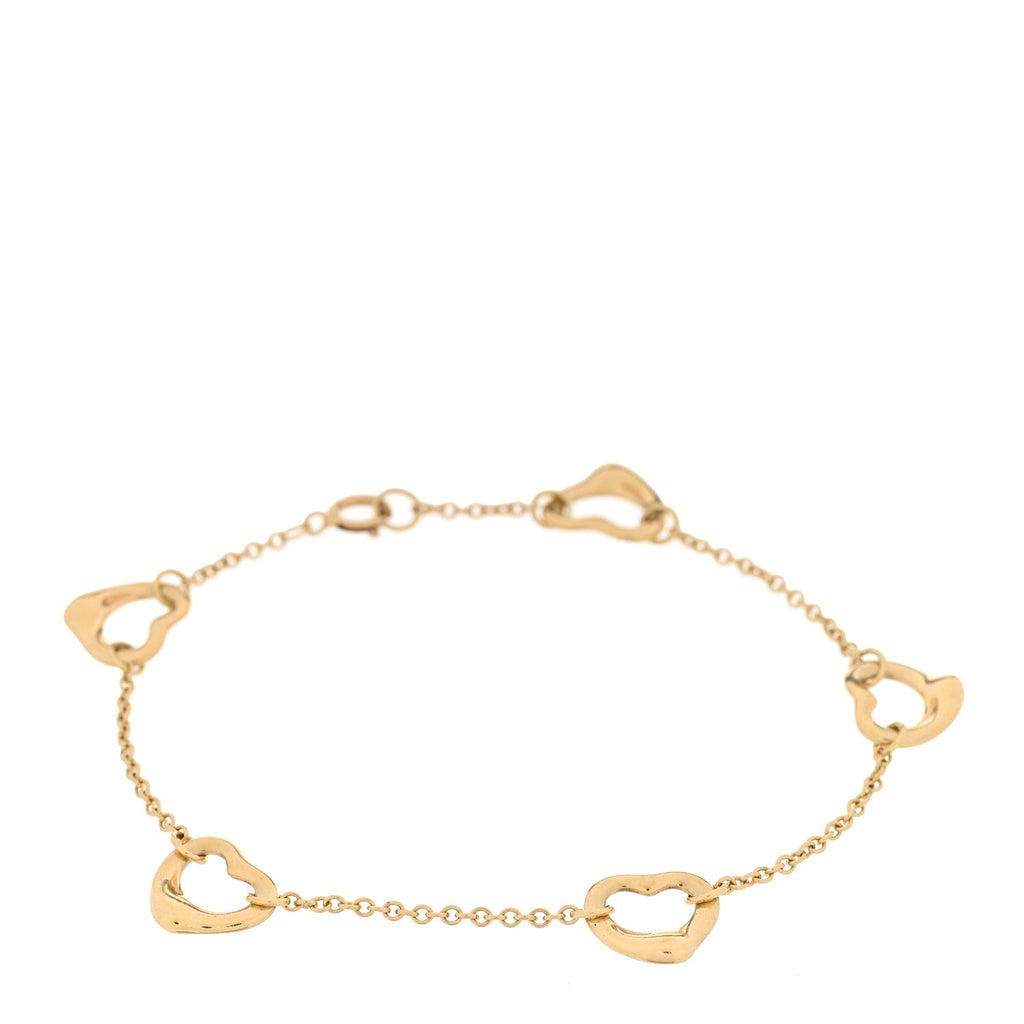18K Yellow Gold Elsa Peretti 5 Open Heart Bracelet